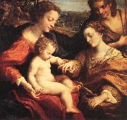 CORNELISZ VAN OOSTSANEN, Jacob The Mystic Marriage of St Catherine dfg oil on canvas